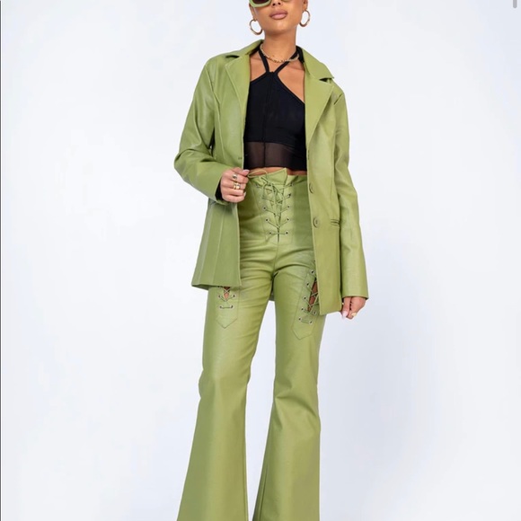 Green PU blazer - Picture 3 of 3